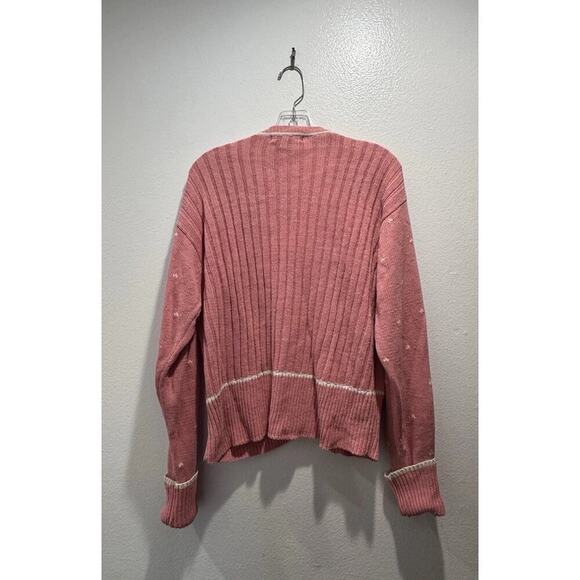 Vintage Braunstyle Large Pink Floral Knit Cardigan Cottagecore Artsy Retro READ - Picture 4 of 8